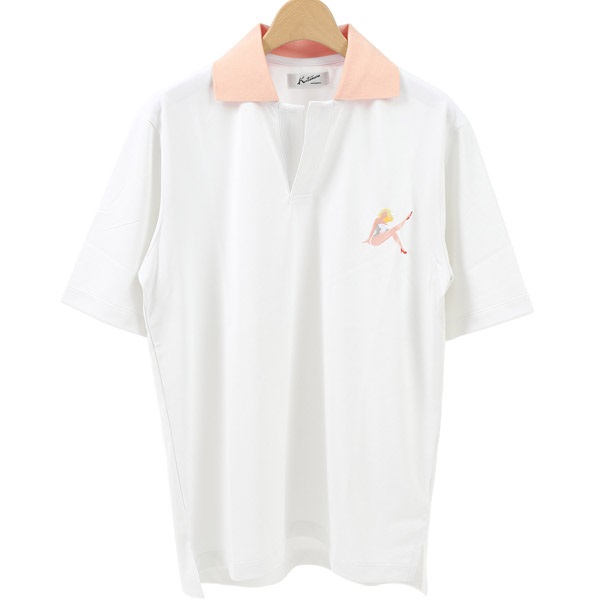 ポロシャツ(ホワイト／ピンク-S(36))