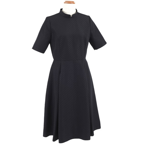 ドビータフタ半袖ワンピース(ダークブルー-S(36))