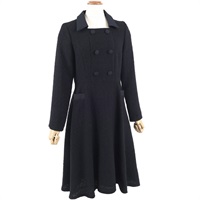 襟付きスラブツイードワンピース(ダークブルー-M(38))
