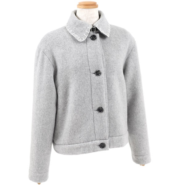 ダブルフェイスショートジャケット(ライトグレー-M(38))