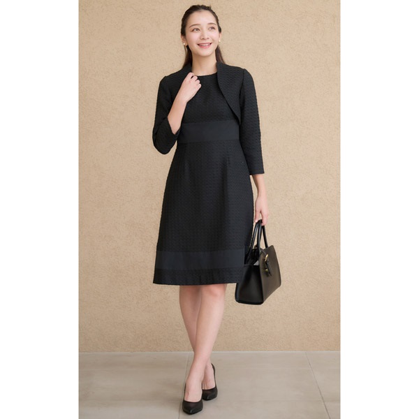 バスケットドビーボレロ付きワンピース(ブラック-S(36))