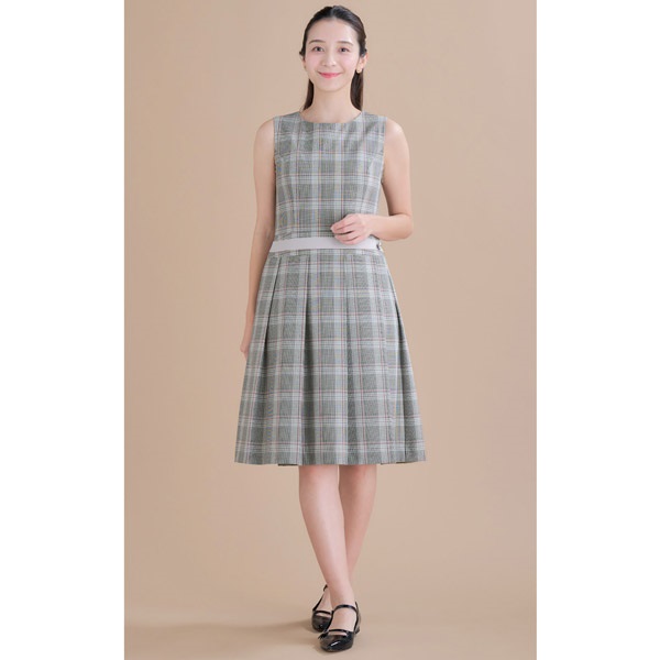 グレンチェックジャンパースカート(ベージュ-S(36))