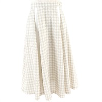 レーシースモールチェック切り替え配色スカート(ベージュ-S(36))