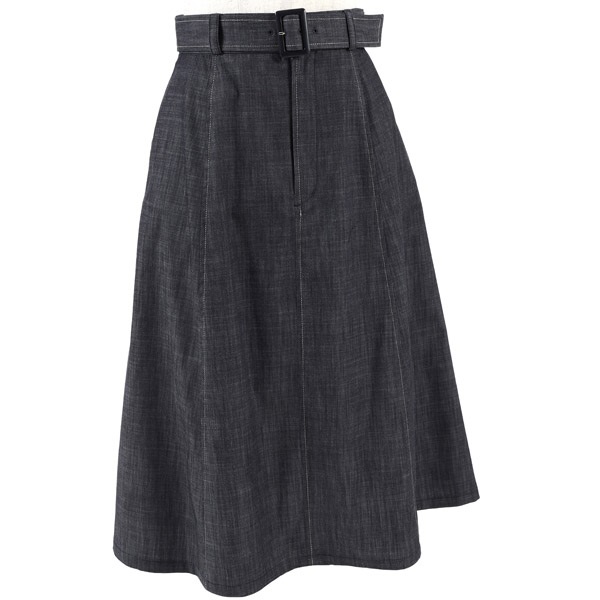 ライトデニムストレッチスカート(ダークブルー-S(36))