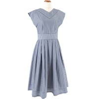 ドビーストライプＶネックワンピース(ダークブルー-S(36))