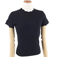 フリルリブニットプルオーバー(ダークブルー-M(38))