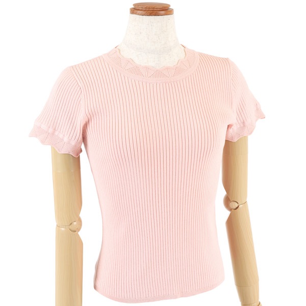 フリルリブニットプルオーバー(ピンク-M(38))