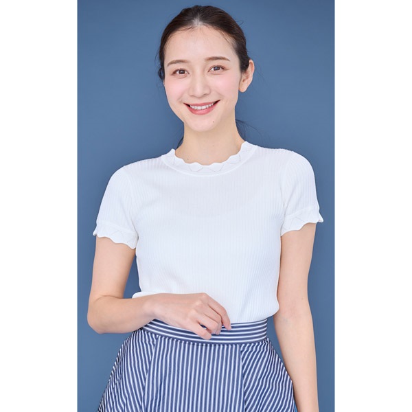 フリルリブニットプルオーバー(ホワイト-M(38))