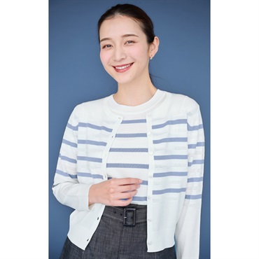 ボーダーニットカーディガン