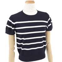 ボーダー半袖プルオーバー(ダークブルー-M(38))