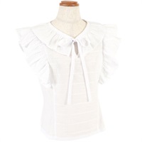 エンブロイダリーレースフリルブラウス(ホワイト-S(36))