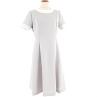 麻調パナマ配色ワンピース(ライトグレー-S(36))