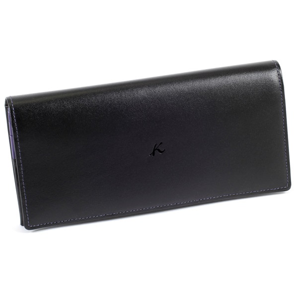 長財布(ブラック／パープルステッチ)