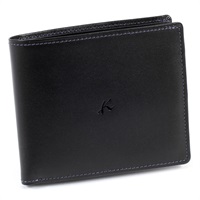 二折財布(ブラック／パープルステッチ)