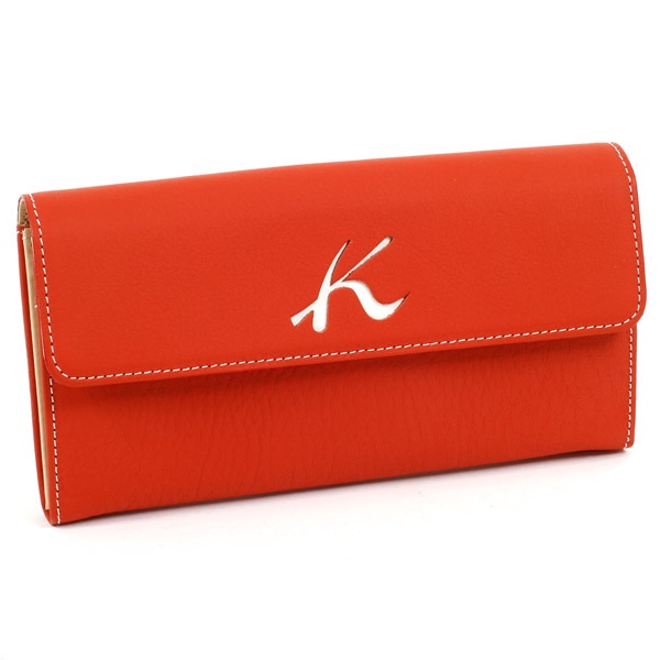 長財布(レッド／ホワイトステッチ)