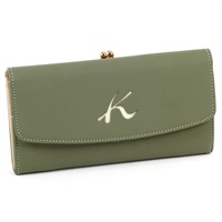 長財布(カーキ／アイボリーステッチ)