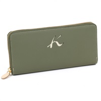 長財布(カーキ／アイボリーステッチ)