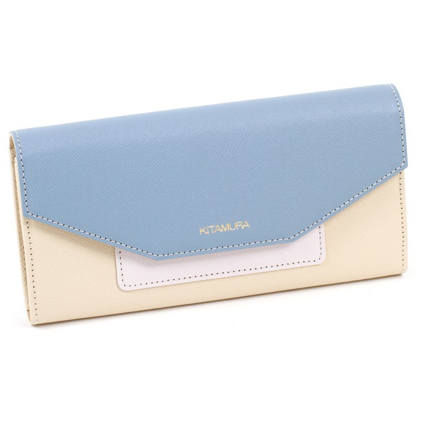 長財布(ベージュ／ブルーグレー)