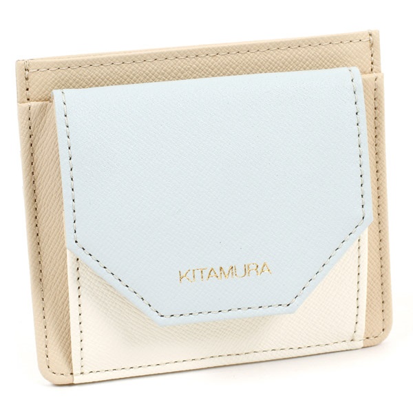 小銭入れ(ベージュ／アイスブルー)