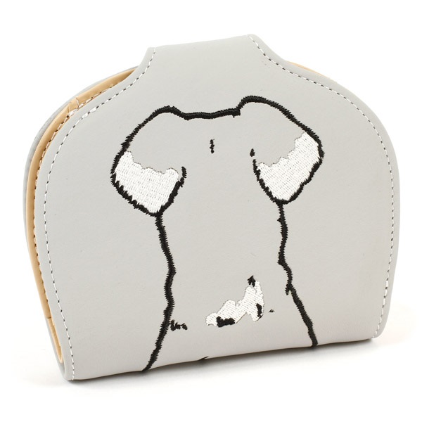 二折財布(ライトグレー／ホワイトステッチ（ミニチュア・シュナウザー）)