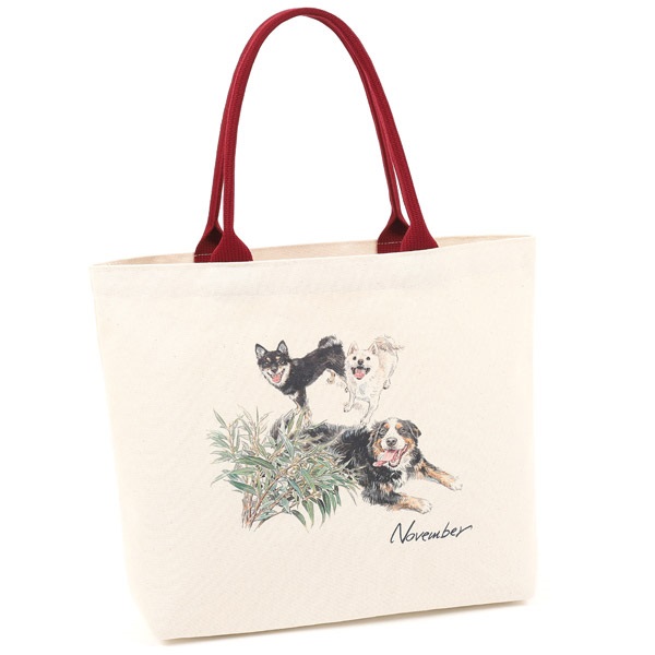 トートバッグ(アイボリー／ワイン)