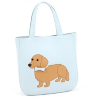 セミショルダーバッグ（ダックスフンド）(アイスブルー／キャメル)