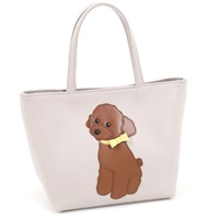 ハンドバッグ（トイプードル）(ライトグレー／ブラウン)