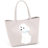 ハンドバッグ（トイプードル）(ライトグレー／ホワイト)