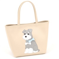 ハンドバッグ（ミニチュア・シュナウザー）(ライトベージュ／グレー)
