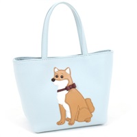 ハンドバッグ（柴犬）(アイスブルー／キャメル)
