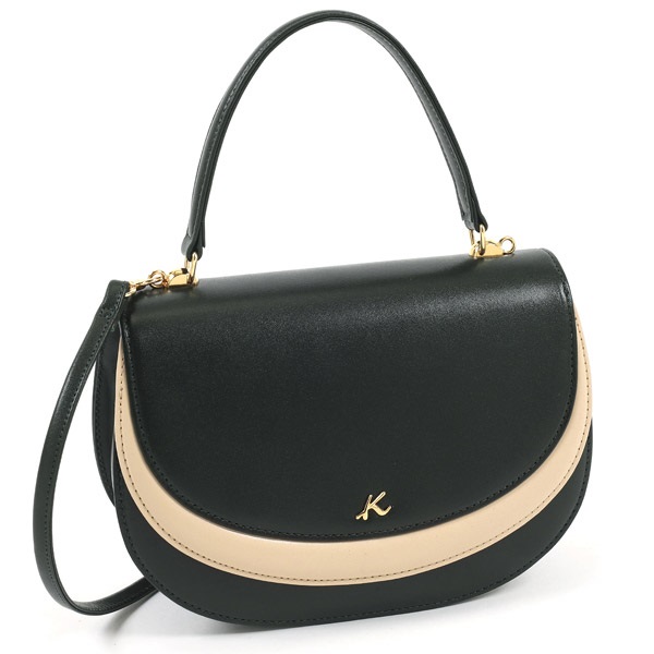 ２ｗａｙハンドバッグ(ダークグリーン／ベージュ)