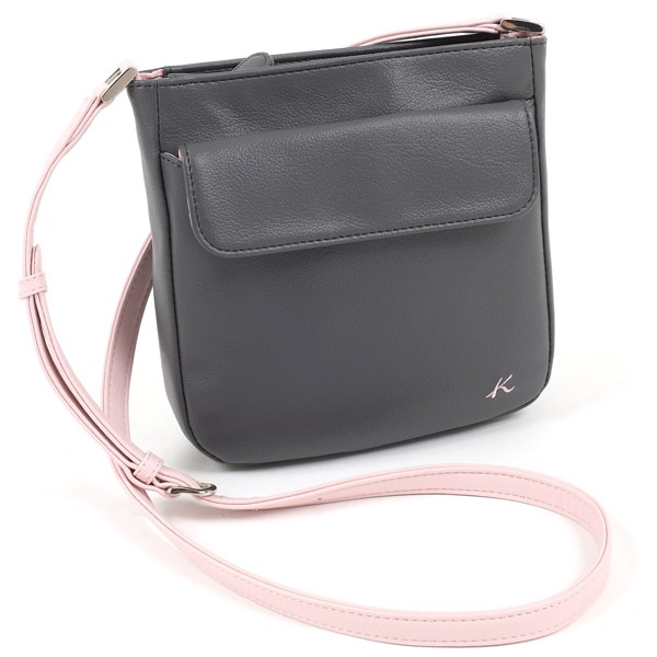 ショルダーバッグ(チャコールグレー／ピンク)