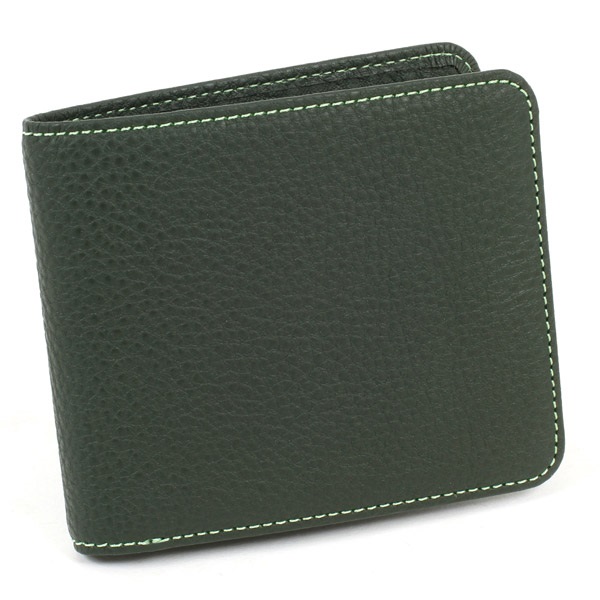 二折財布(ダークグリーン／ライトグリーンステッチ)