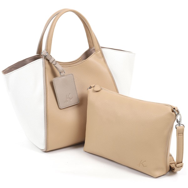 セミショルダーバッグ(カフェオレ／ホワイト)