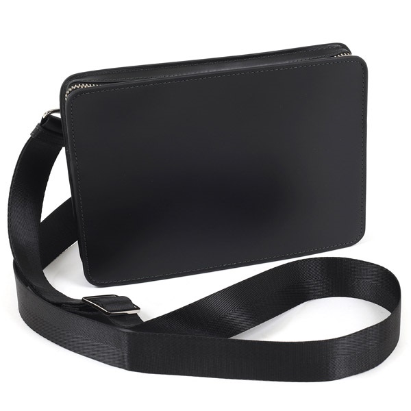 ２ｗａｙショルダーバッグ(ブラック／ダークグリーンステッチ)