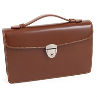 セカンドバッグ(ブラウン／イエローステッチ)